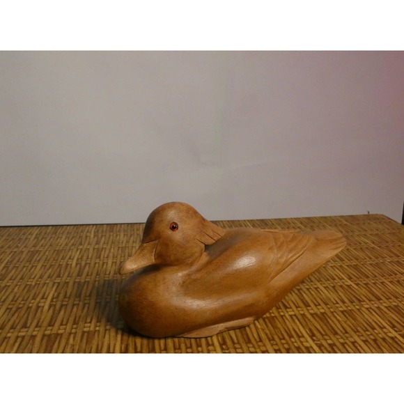 Vintage Wooden Duck Decoy With Glass Eyes - Picture 3 of 7